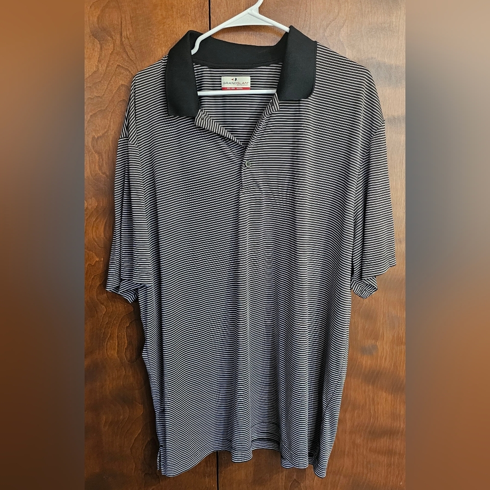 Grand Slam Men's XXL Black Striped Golf Polo